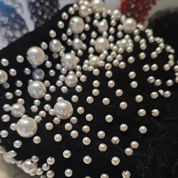 Chico's Faux Pearl & Velvet Crossbody Bucket Bag 💫 - Picture 8 of 12